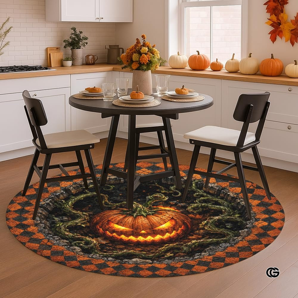Personalized Halloween 3D Optical Illusion Ghost Round Rug (A02)