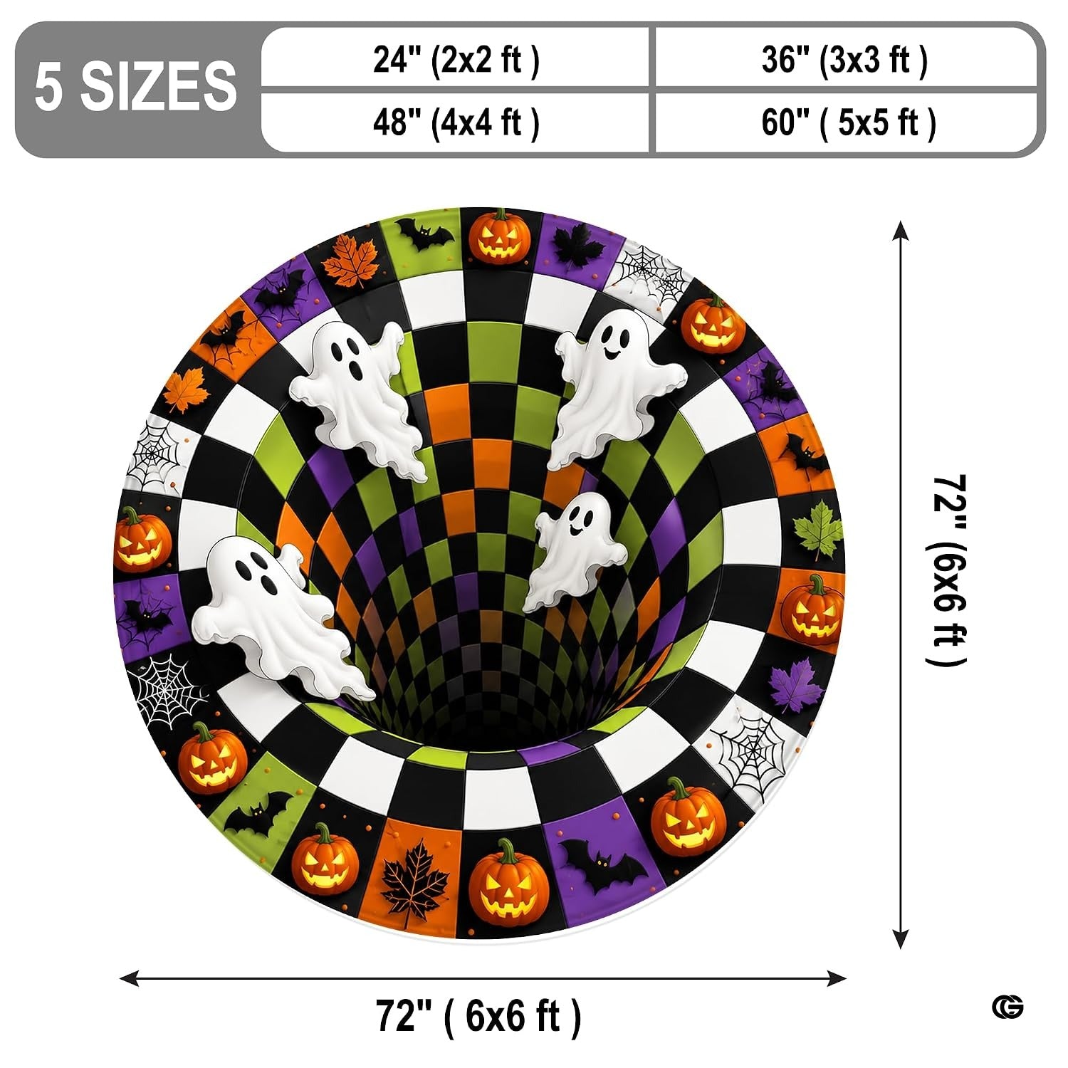 Custom Halloween 3D Optical Illusion Round Rug Skeleton Horror Area Rug (1, #1)