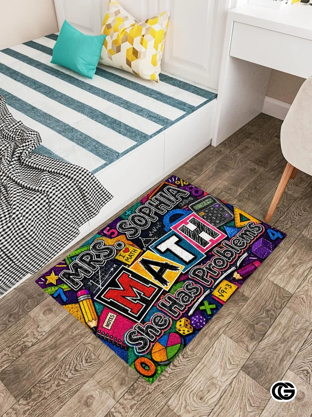 Personalized Welcome Doormat with Teacher Name and Notebook design - Class-12