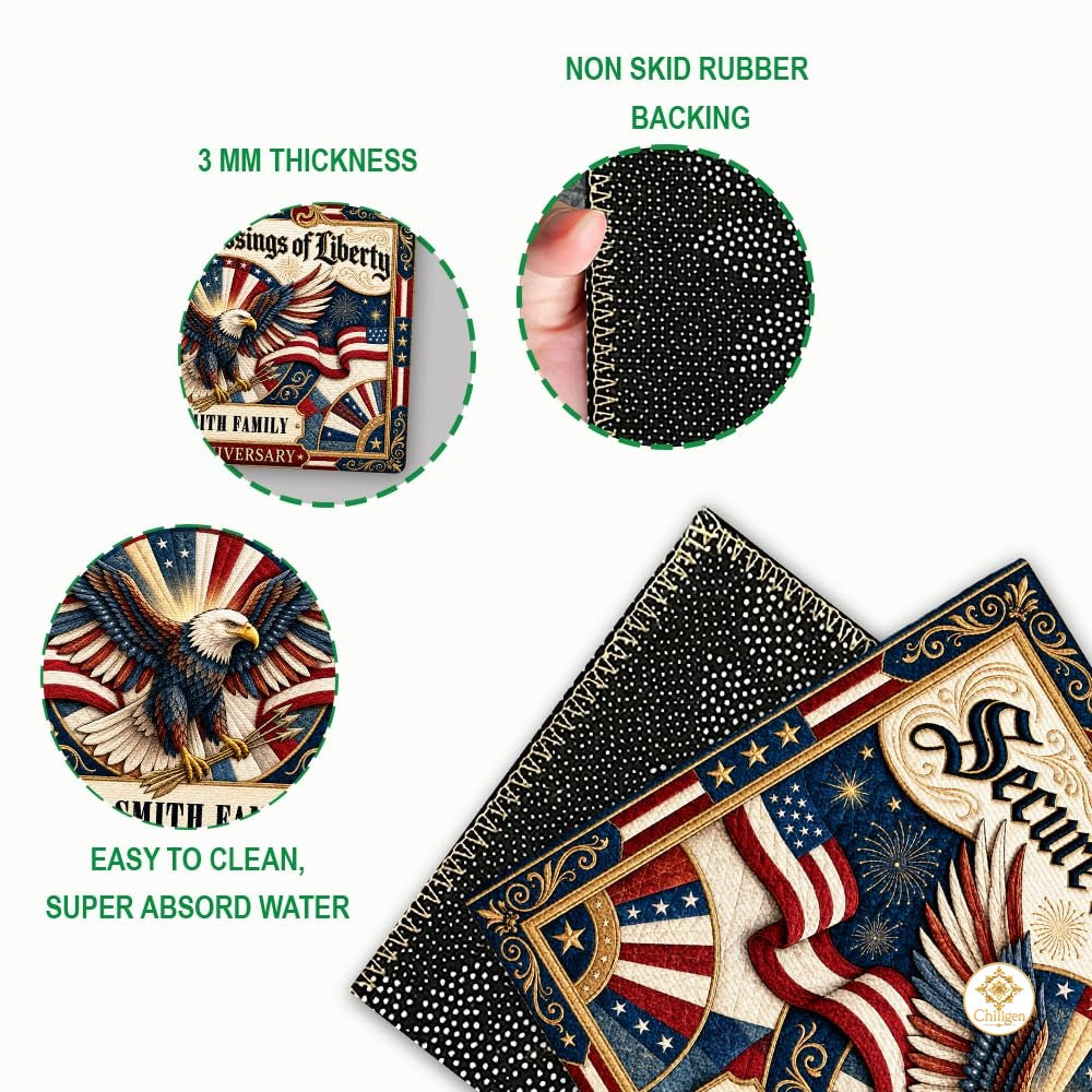 Custom Family Name Doormat with Patriotic Hunting Art