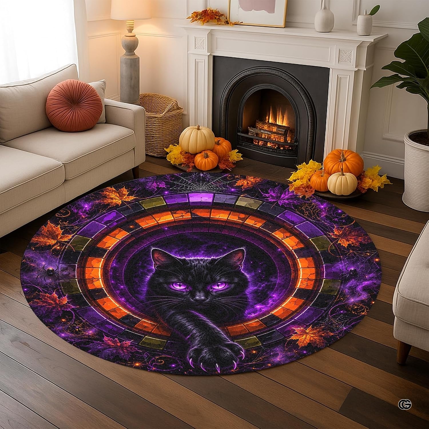 Custom Halloween 3D Optical Illusion Round Rug Skeleton Horror Area Rug (1, #14)