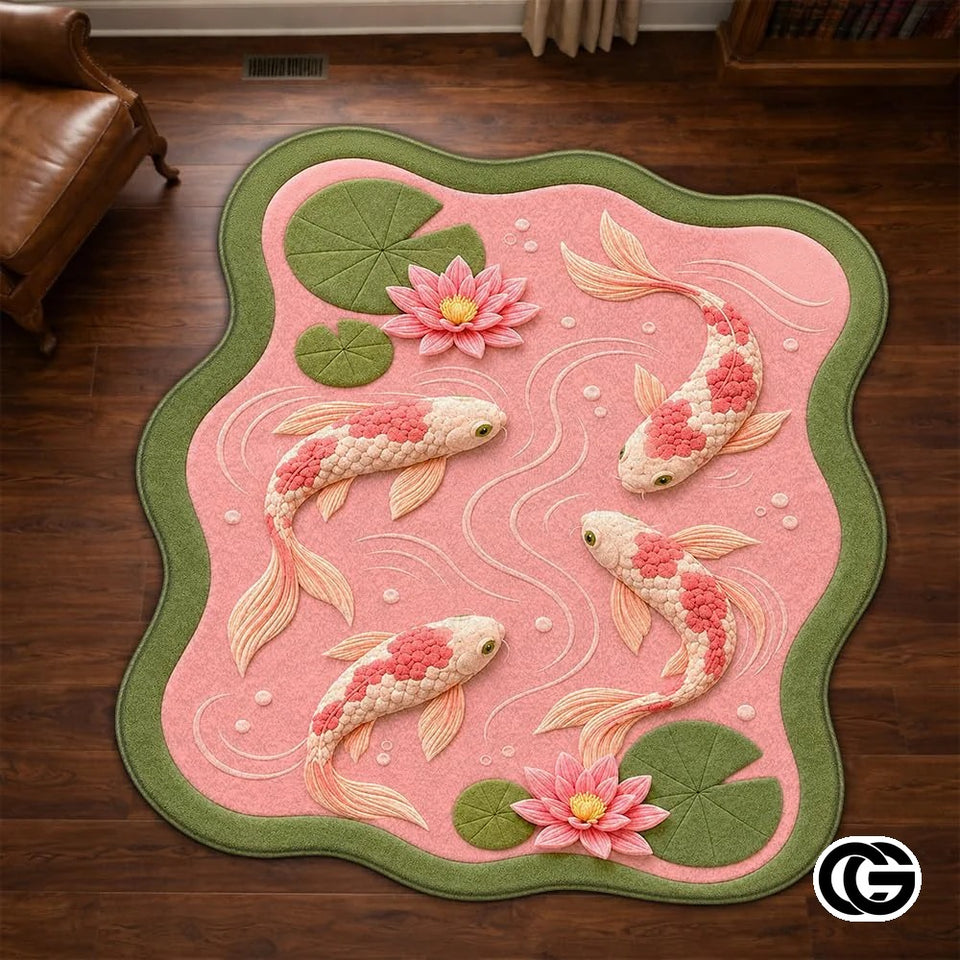Custom Koi Fish Shaped Area Rug for Bedroom and Living Room