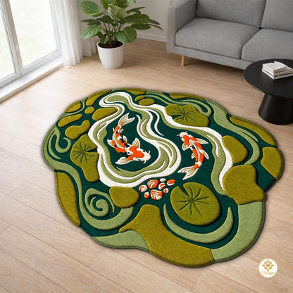 Custom Koi Pond Welcome Mat for Front Door and Entryway