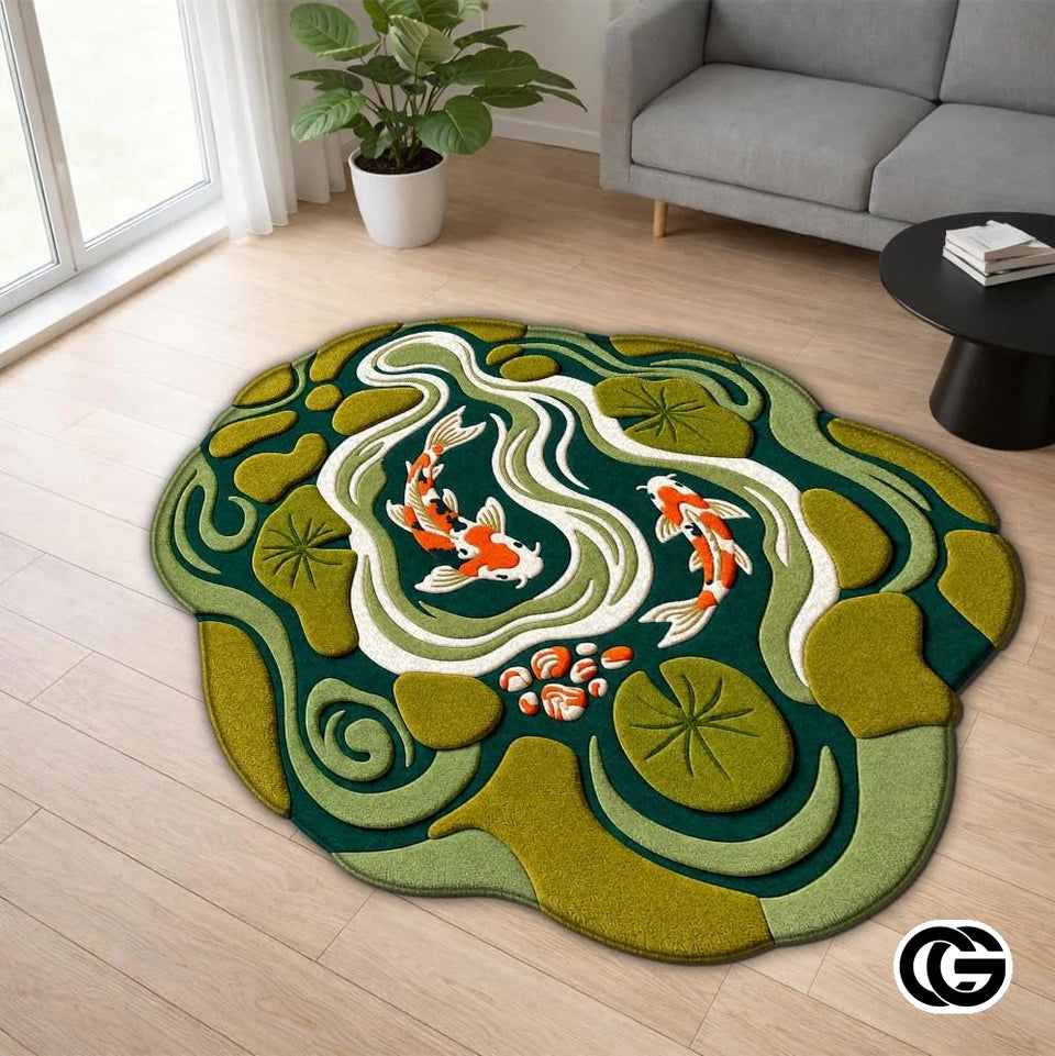 Custom Koi Pond Welcome Mat for Front Door and Entryway