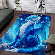Detailed view of the horned dragon motif showing cyan scales and glowing green eyes. - thumbnail image 2 of 8
