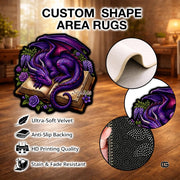 Custom Dragon Shaped Area Rug, Personalized Library Western Dragon Shaped Floor Mat Book Rug, Non-Slip Reading Room Carpet for Living Room, Bedroom, Dorm, Kids Room, Fans Lover (D6)