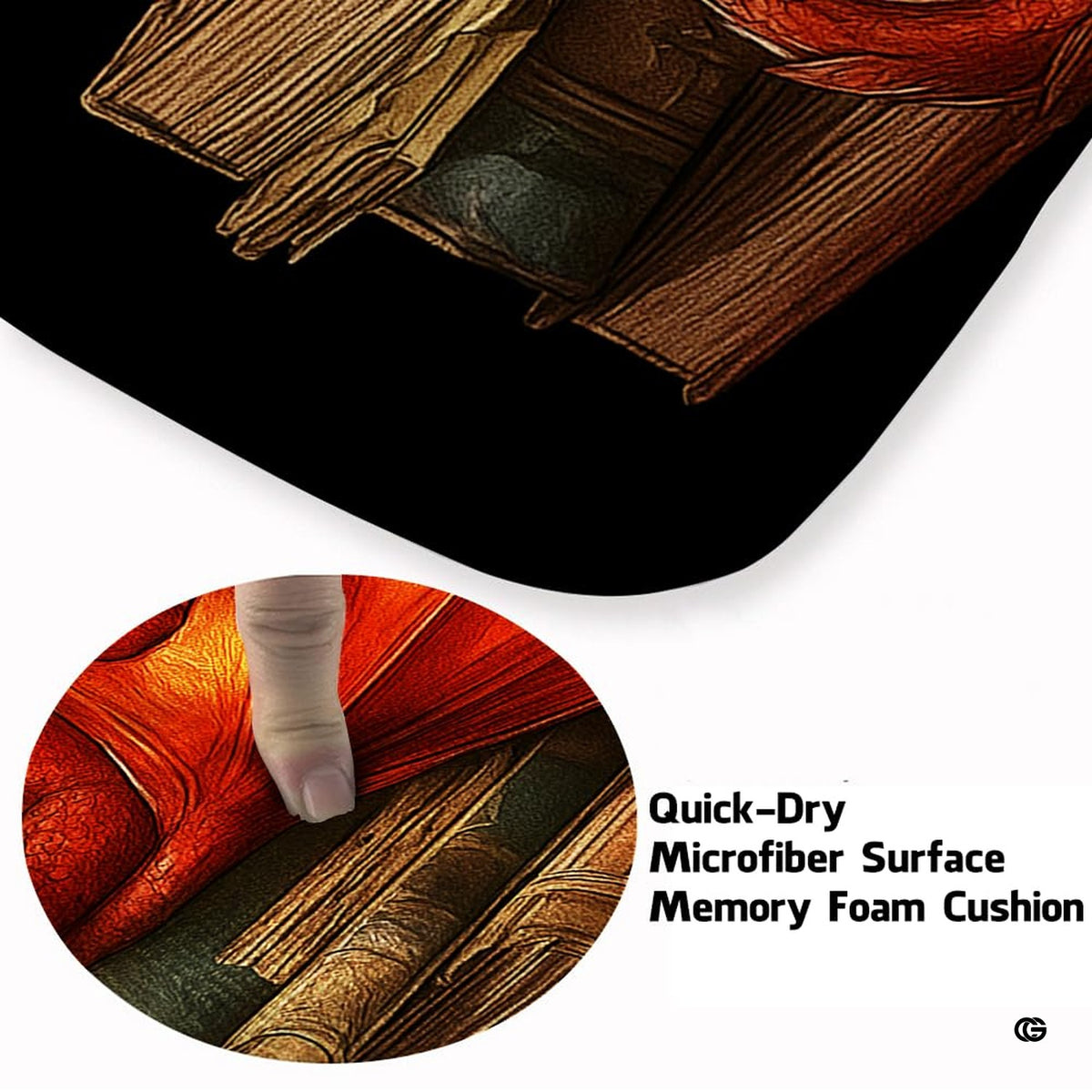 Cozy sleeping red dragon on vintage storybooks with teacup and baby dragons area rug.