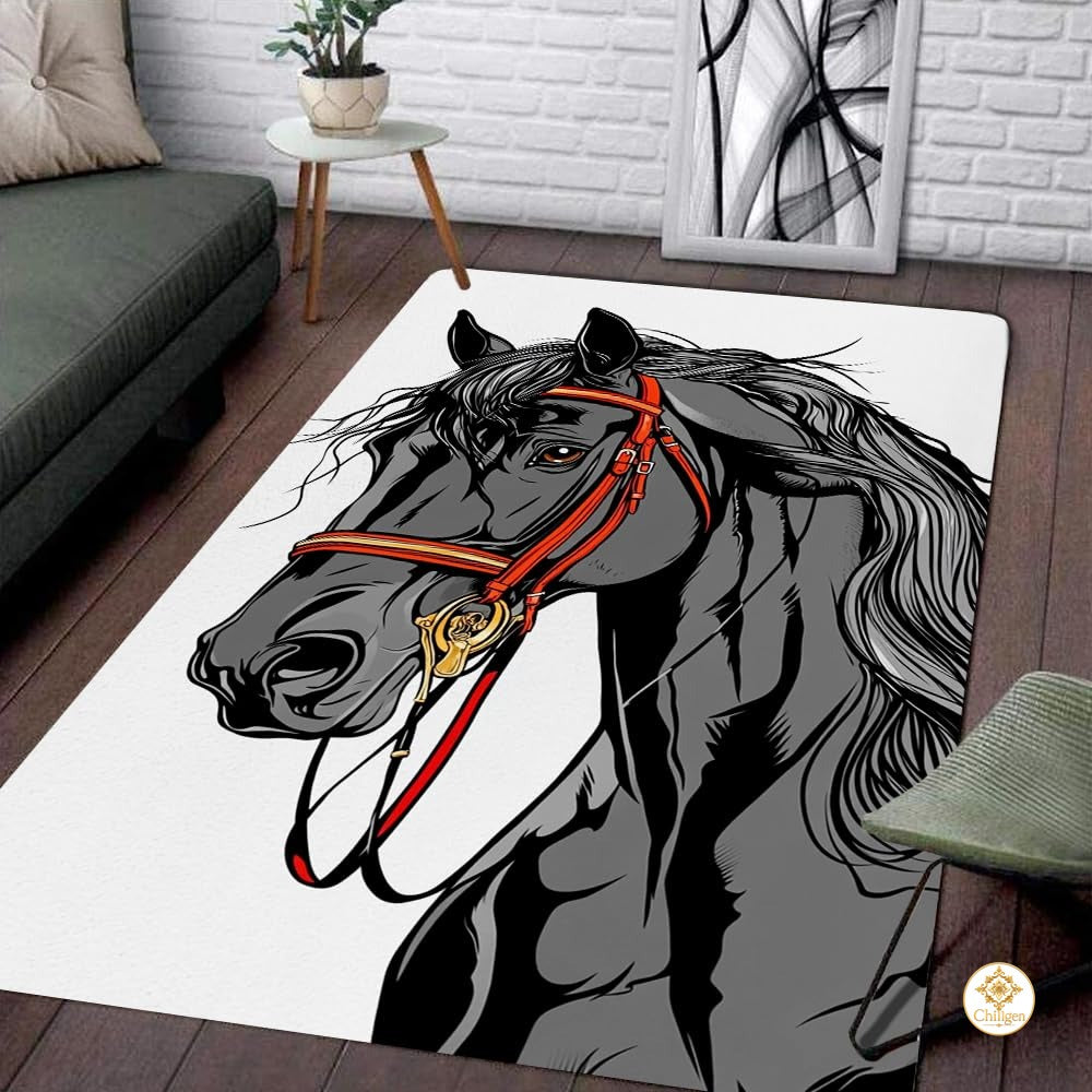 Custom Running Horse Welcome Mat for Front Door and Entryway - Horse-ds25