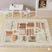 Custom Vintage Book Doormat with Floral Details and Cat Design