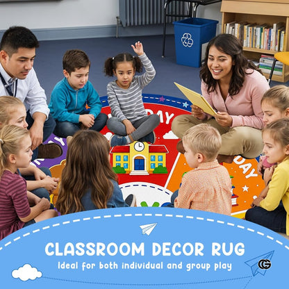 Wheel of Feelings and Emotions Round Rug, Educational Mental Health Rug for Classroom, Educational Animal Shape School Mat, Back to School Gift (Days of Week)