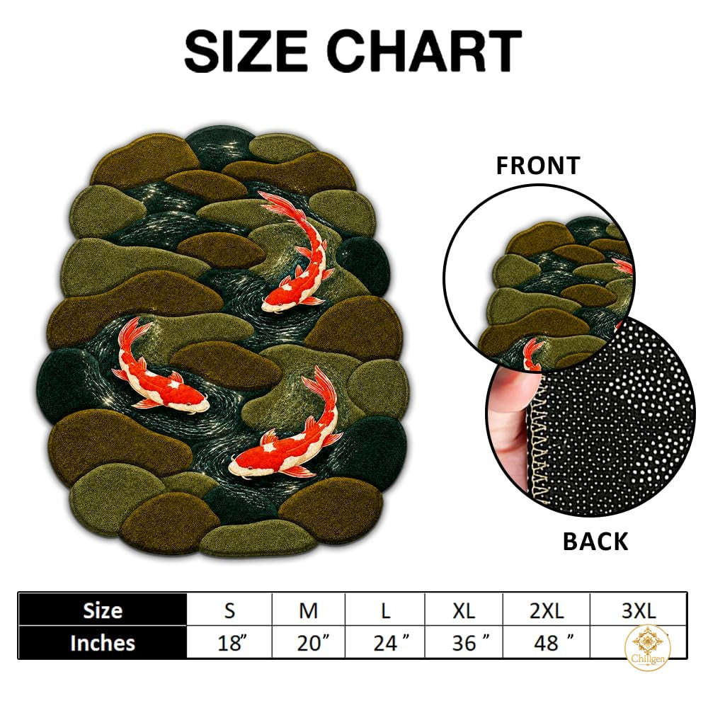 Custom Koi Fish Shaped Welcome Mat for Bedroom and Living Room