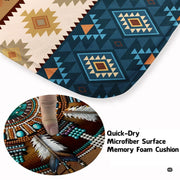 Close-up detail of turquoise mandala medallion and intricate beadwork motifs on Southwestern rug. - thumbnail image 3 of 7