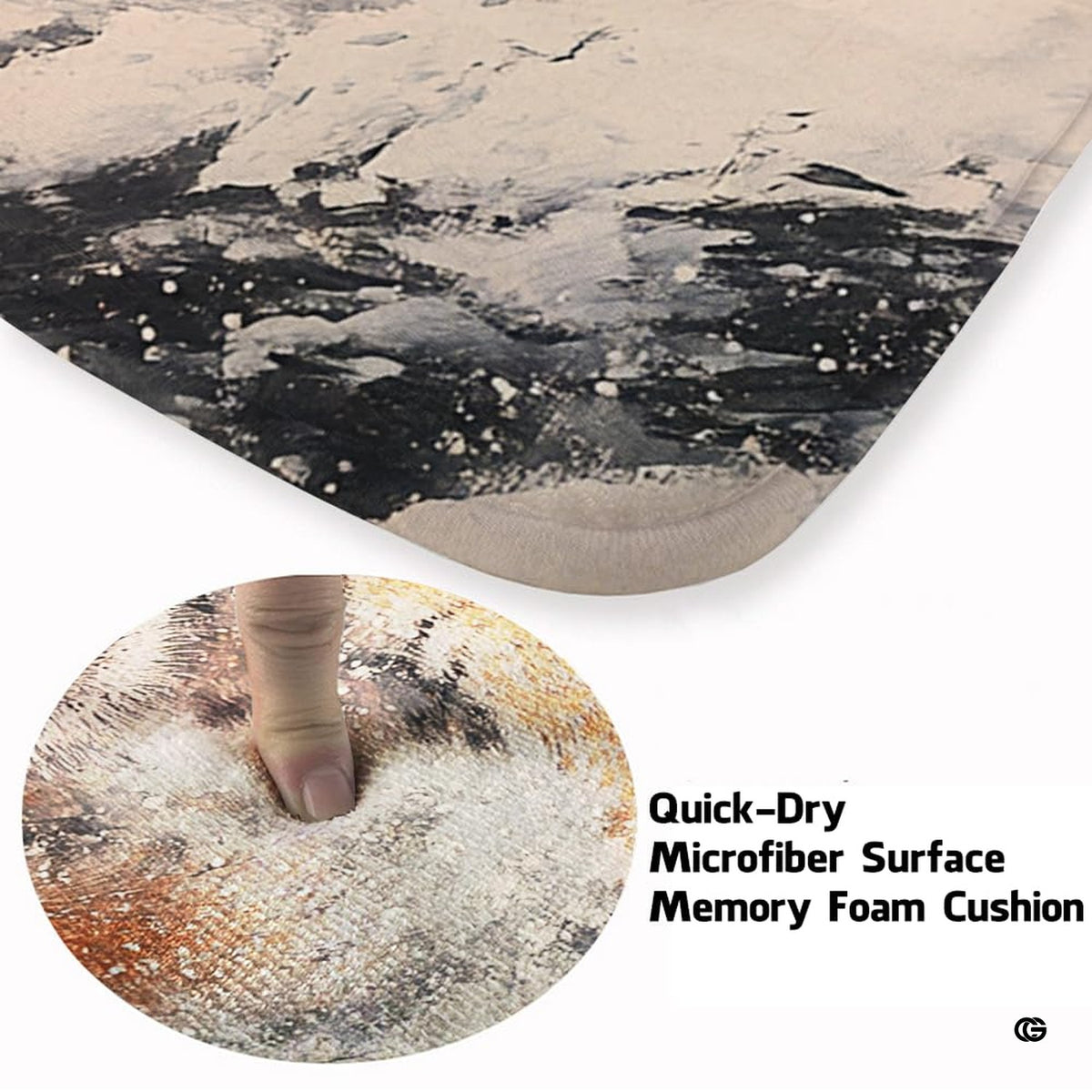 Soft low-pile microfiber fabric and foam cushioning detail of winter tiger rug