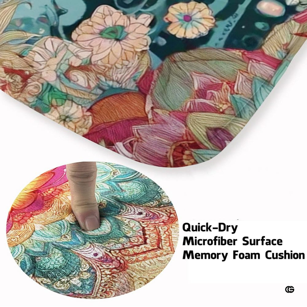 Closeup view of the soft microfiber surface and intricate mandala floral artwork - image 3 of 8