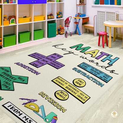 Custom Math Education Rug for Playroom and Classroom - Math D4 / 3' x 5' (Rectangular)