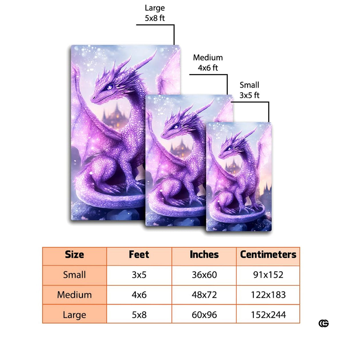 Mockup showing the mystical purple dragon rug placed near contemporary living room furniture - image 2 of 7