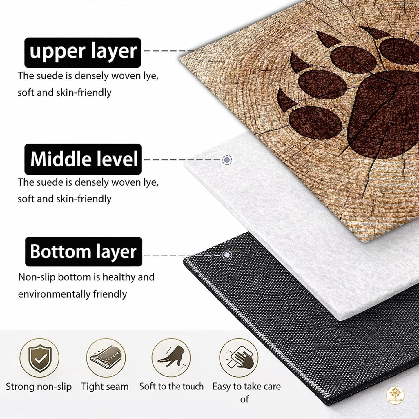 Custom Bear Paw Area Rug with Soft Plush and Non Slip Backing