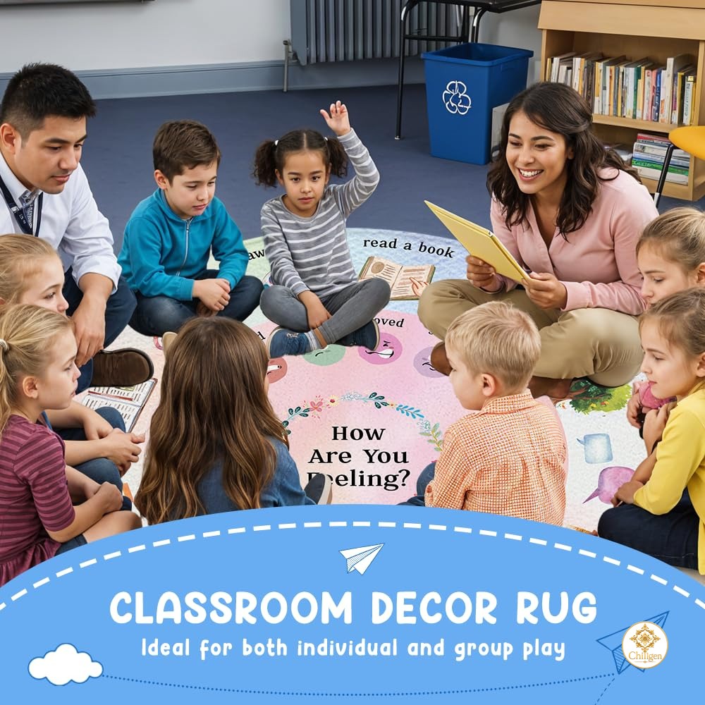 Custom Feelings Wheel Welcome Mat for Classroom and Office