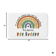 Soft low-pile microfiber surface texture on boho rainbow educational classroom area rug - thumbnail image 3 of 10