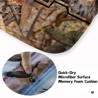 Soft low-pile microfiber surface texture on waterfowl camouflage rug - thumbnail image 3 of 8