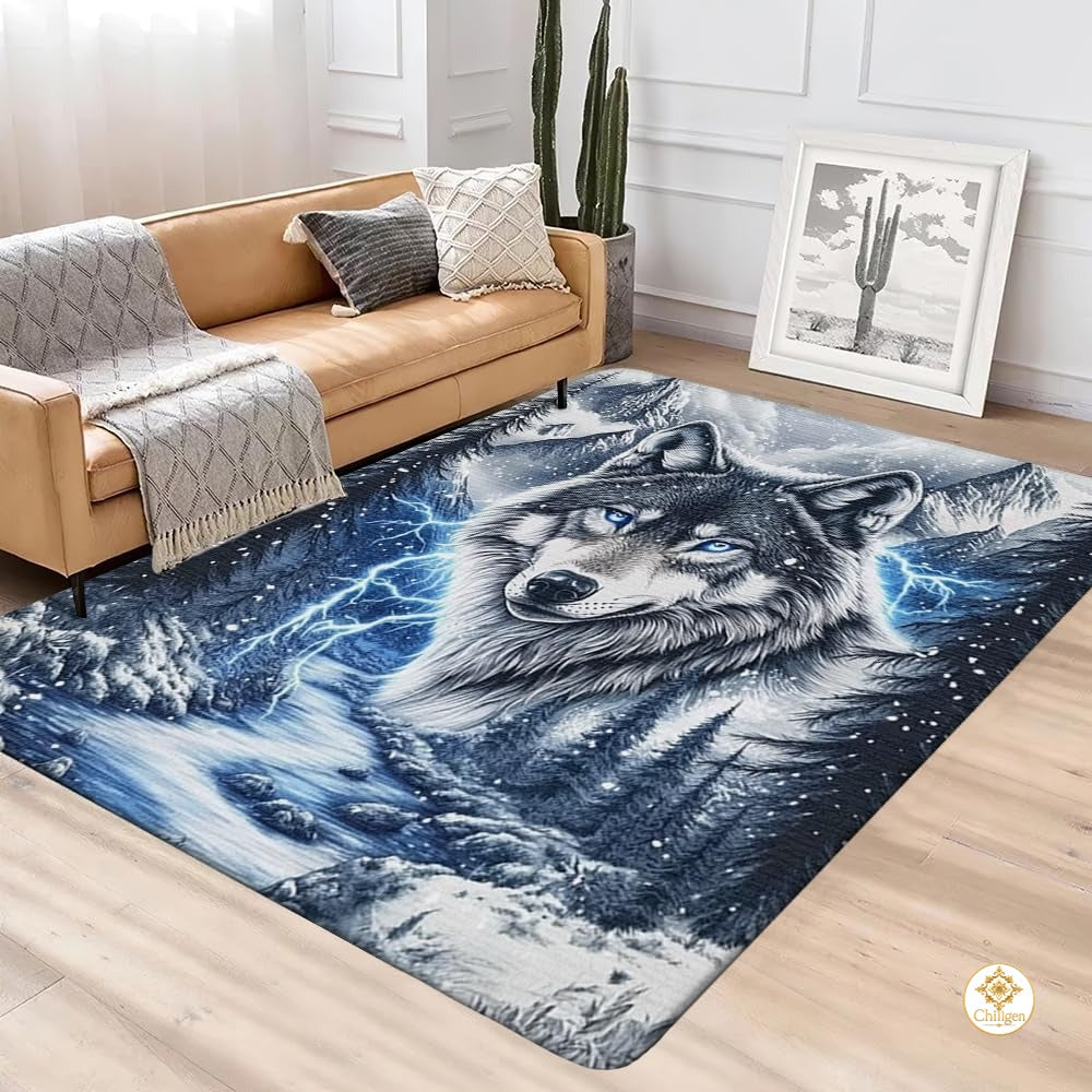 Custom Galaxy Wolves Welcome Mat for Kids Room and Entryway