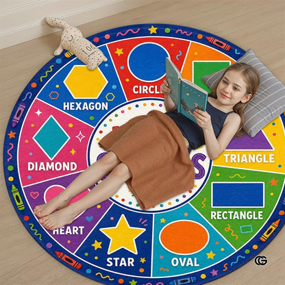 Wheel of Feelings and Emotions Round Rug, Educational Mental Health Rug for Classroom, Educational Animal Shape School Mat, Back to School Gift (Shape)