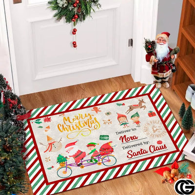 Personalized Christmas Doormat with Custom Family Name and Text