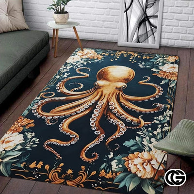 Custom Coastal Octopus Welcome Mat for Entryway and Bathroom