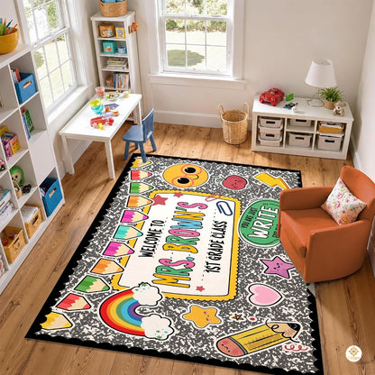 Custom Composition Notebook Classroom Rug for Kids