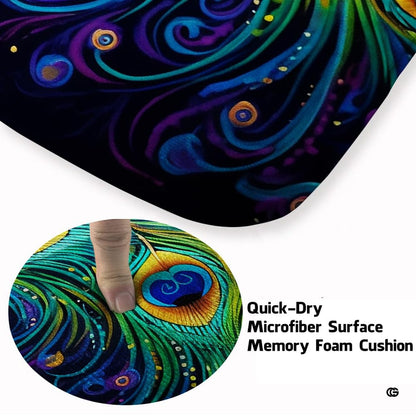 Closeup view of the soft microfiber surface and intricate feather eye artwork - thumbnail image 3 of 7