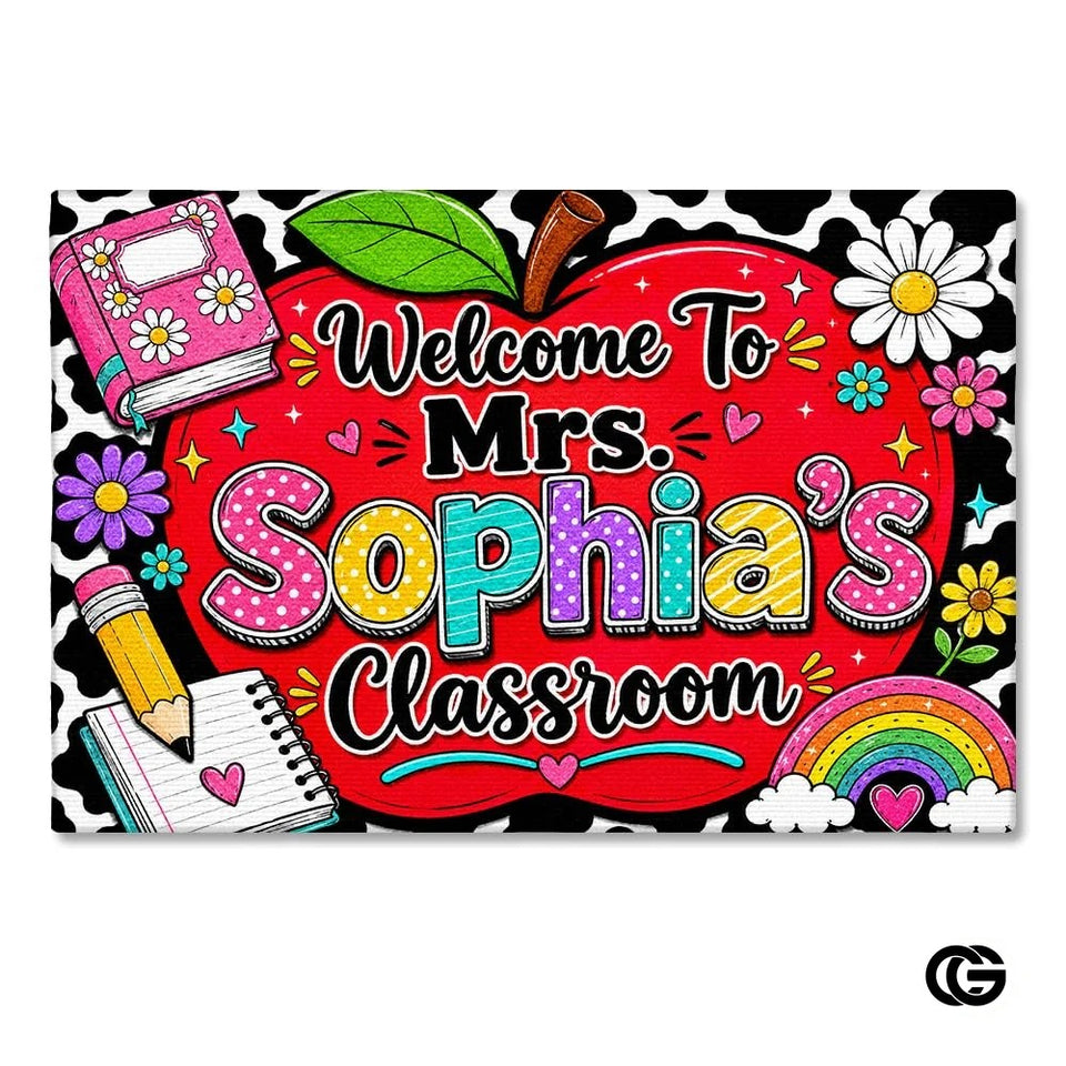 Custom Composition Notebook Welcome Mat with Teacher Name for Classroom
