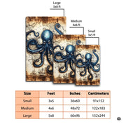 Octopus nautical map area rug displayed beside living room couch and side table. - thumbnail image 7 of 7