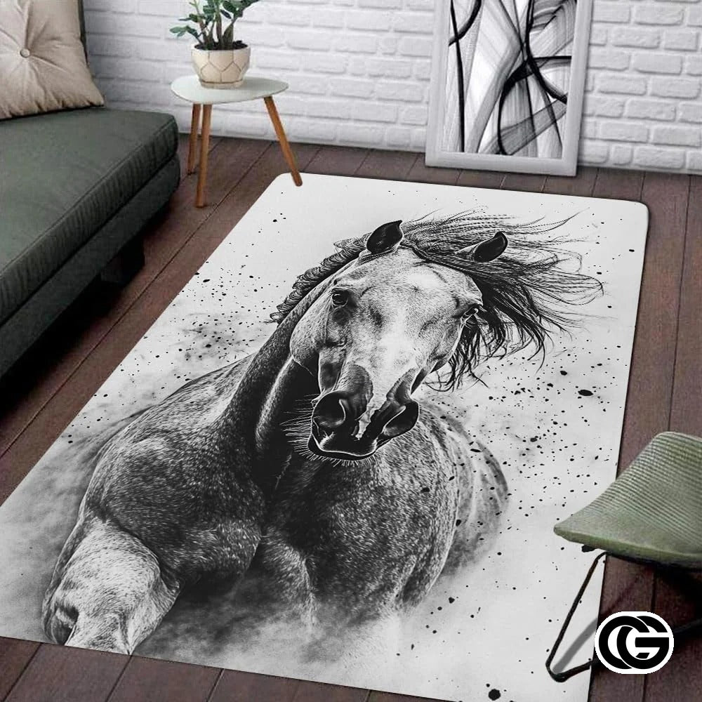 Custom Running Horse Welcome Mat for Living Room and Bedroom - Horse-ds14
