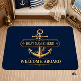 Custom Boat Rug, Personalized Welcome Aboard Mat with Boat Name, Nautical Area Rug for Deck, Entryway or Floor, Anchor Marine Decor, Boating Gift (Boat Rug 09)