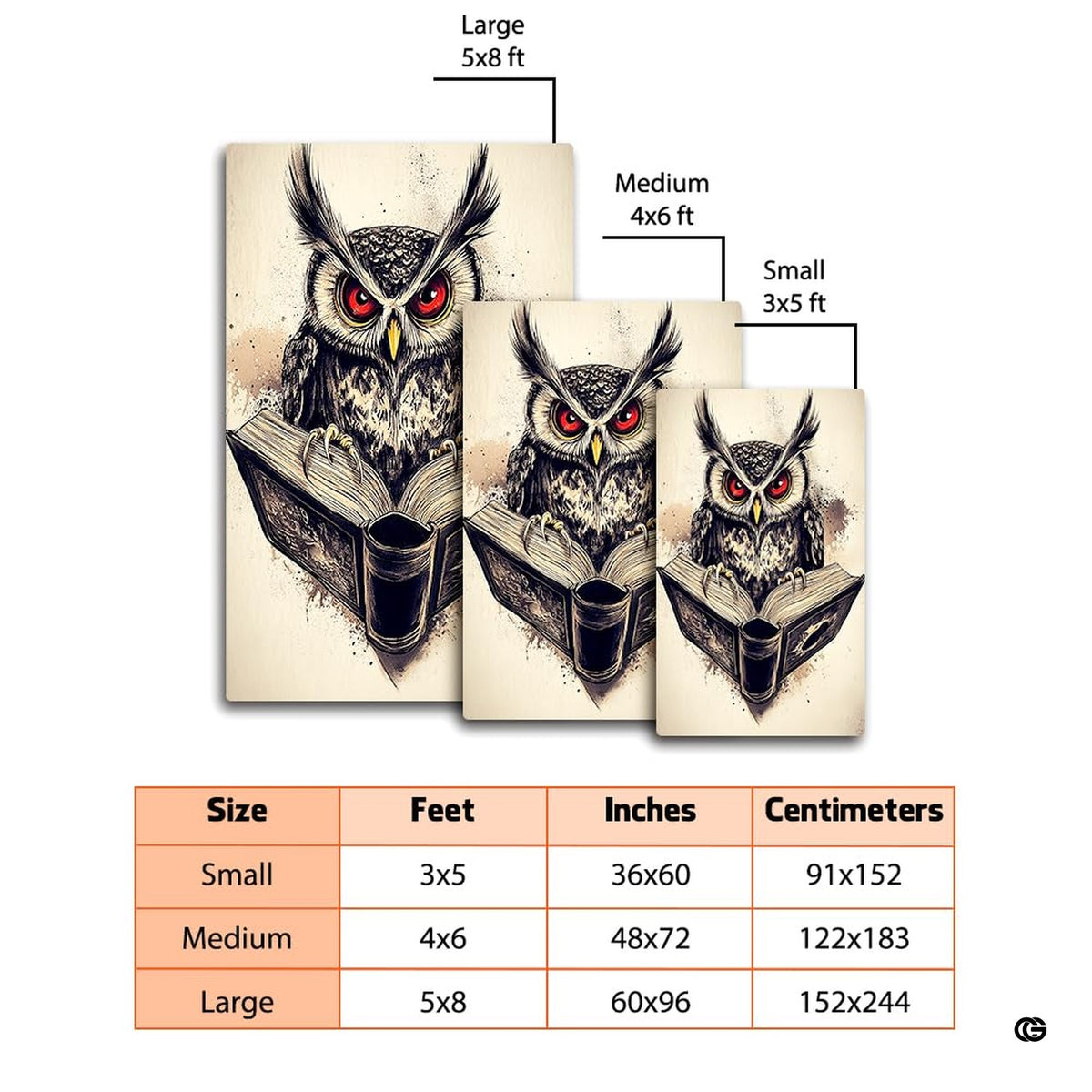 Anti-slip dot backing and hemmed edge stitching on literary owl area rug