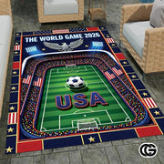Custom Soccer 2026 Area Rug with Golden Trophy and Flags - D10