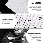 Flying owl monochrome floor carpet displayed in cozy living room interior - thumbnail image 6 of 8
