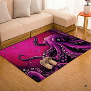Kraken water creature art rug centered on wooden flooring in a modern styled room. - thumbnail image 3 of 7