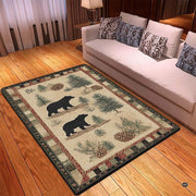 Close-up view of the soft microfiber surface, bear silhouettes, and pinecone details - thumbnail image 3 of 5