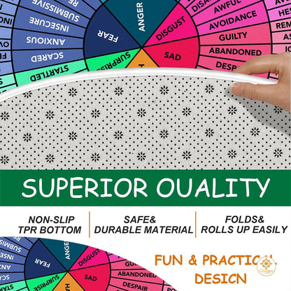 Custom Feelings Wheel Round Doormat with Emotions and ABC Design