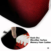 Close-up perspective of sports team floor mats visual print highlighting realistic white laces and pebbled pigskin detail. - thumbnail image 3 of 7