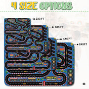 Detailed pit stop garages and parking bays on racing circuit kids play rug - thumbnail image 5 of 9