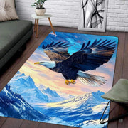 Soaring bald eagle over snow-capped mountains illustration rectangular area rug. - thumbnail image 1 of 7