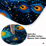 Close detail of vibrant turquoise brushstrokes and glowing stippled dot artwork. - thumbnail image 3 of 7