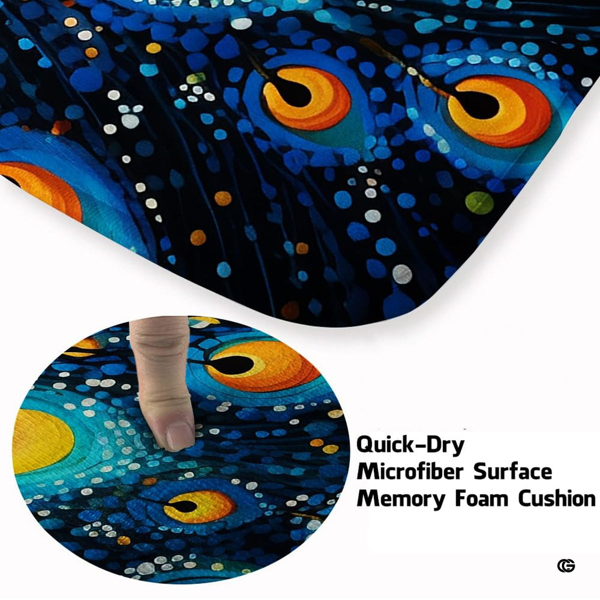 Close detail of vibrant turquoise brushstrokes and glowing stippled dot artwork. - image 3 of 7