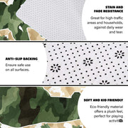 Woodland camo deer wildlife carpet displayed in cozy living room interior - thumbnail image 6 of 7