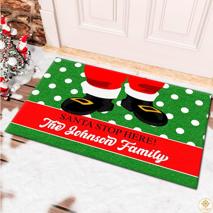 Personalized Christmas Doormat with Family Name and Custom Text