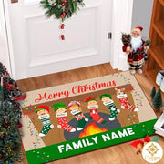 Personalized Christmas Doormat with Stocking and Family Name