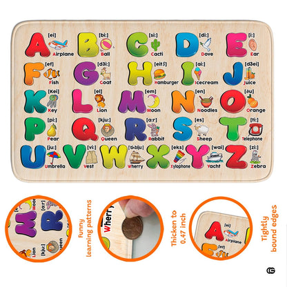 Educational play mat for babies space showcasing alphabet letters and cartoon motifs on wood-textured beige flooring. - thumbnail image 4 of 8