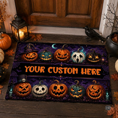 Halloween Door Mat Outdoor, Custom Spooky Welcome Mat with Black Cat and Pumpkin, Fall Front Door Mat for Porch Entryway Decor #3